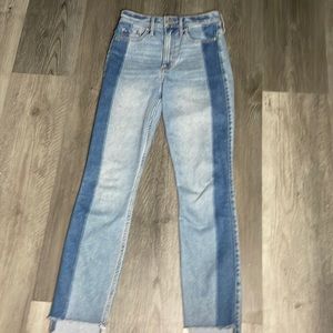 blue jeans with a darker blue strip on the side